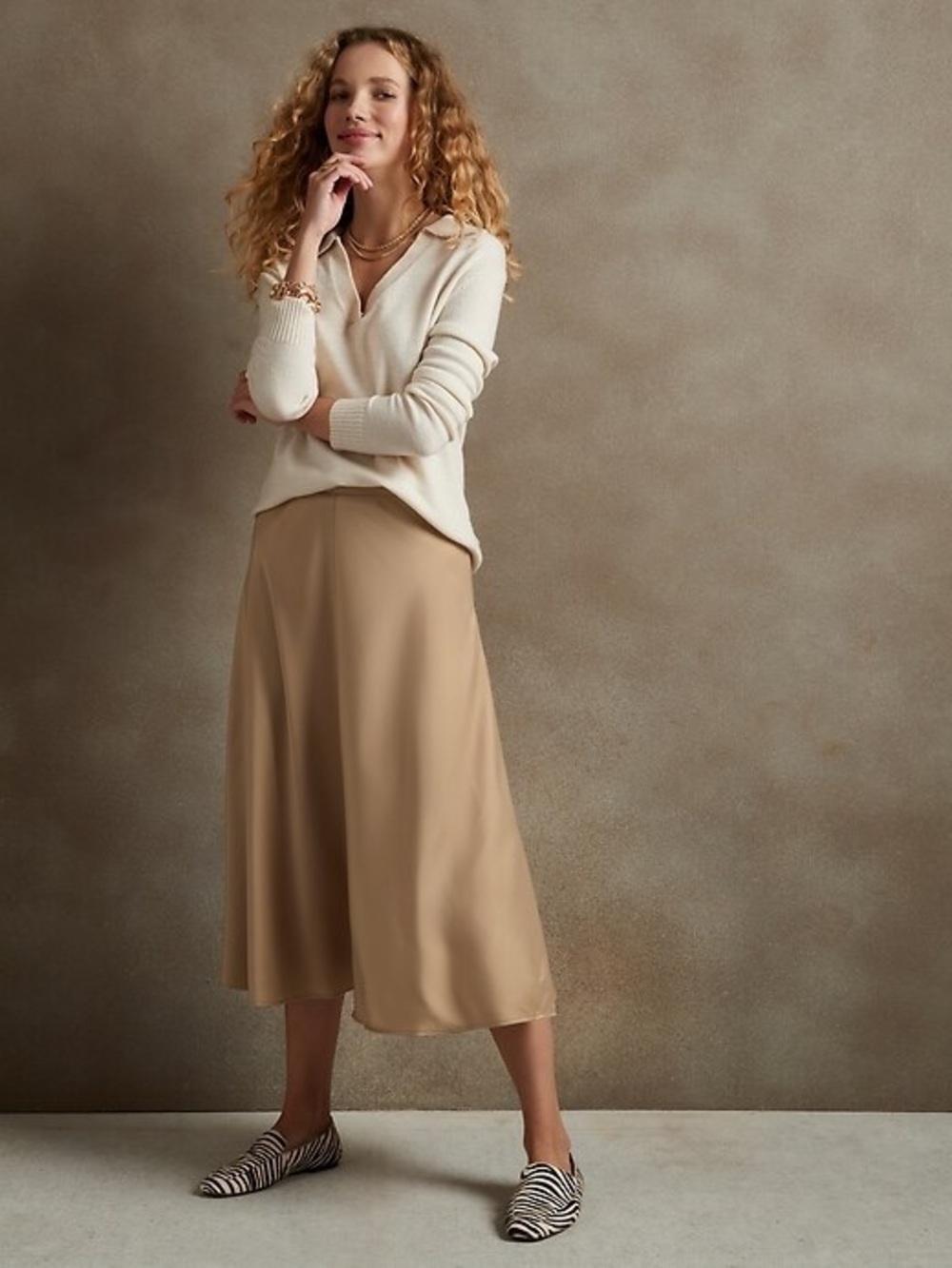 Banana Republic Factory Satin Midi Skirt
